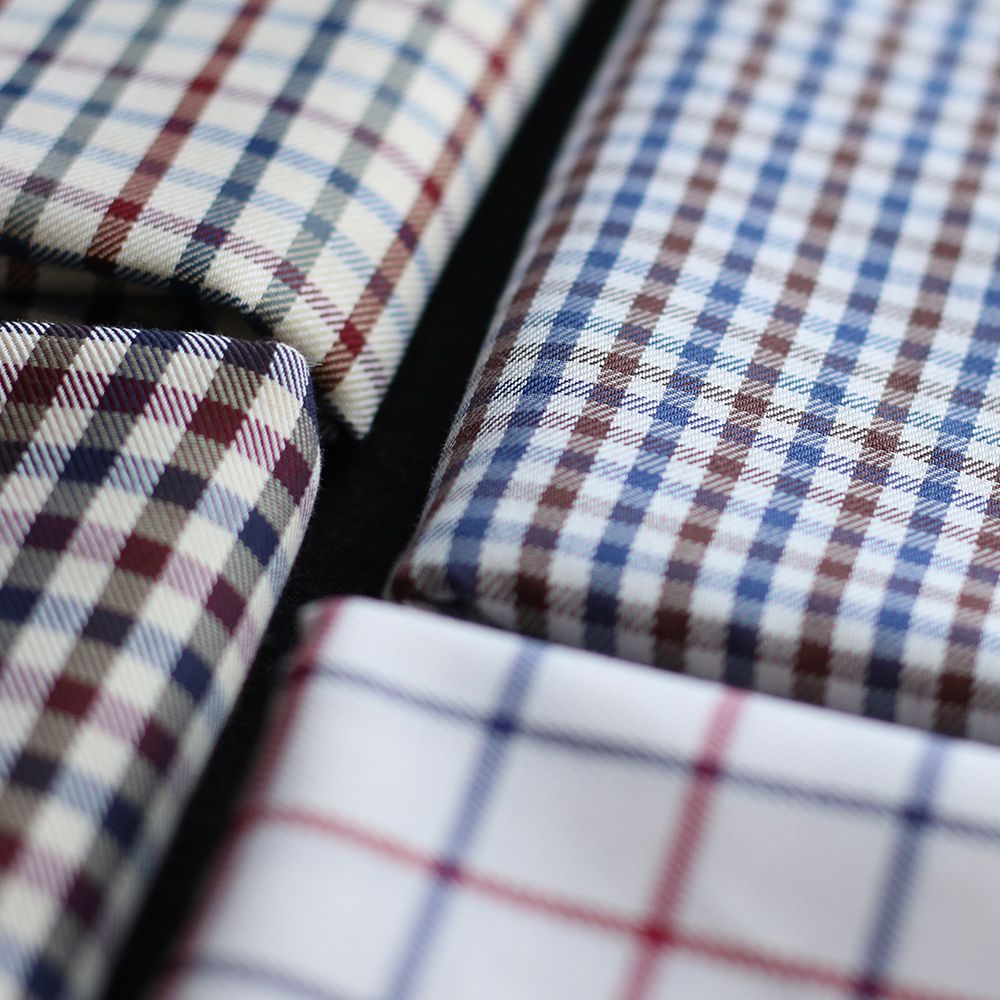 Clifford - Coton gratté organique vichy écru bordeaux et bleu