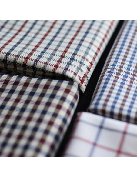 Clifford - Coton gratté organique vichy écru bordeaux et bleu