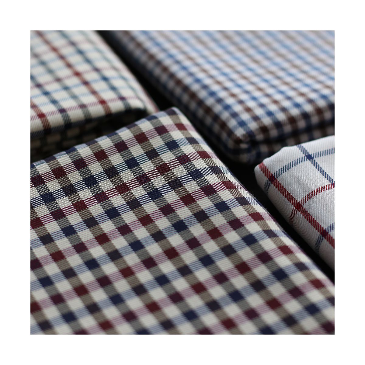 Clifford - Coton gratté organique vichy écru bordeaux et bleu