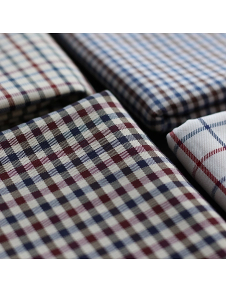 Clifford - Coton gratté organique vichy écru bordeaux et bleu