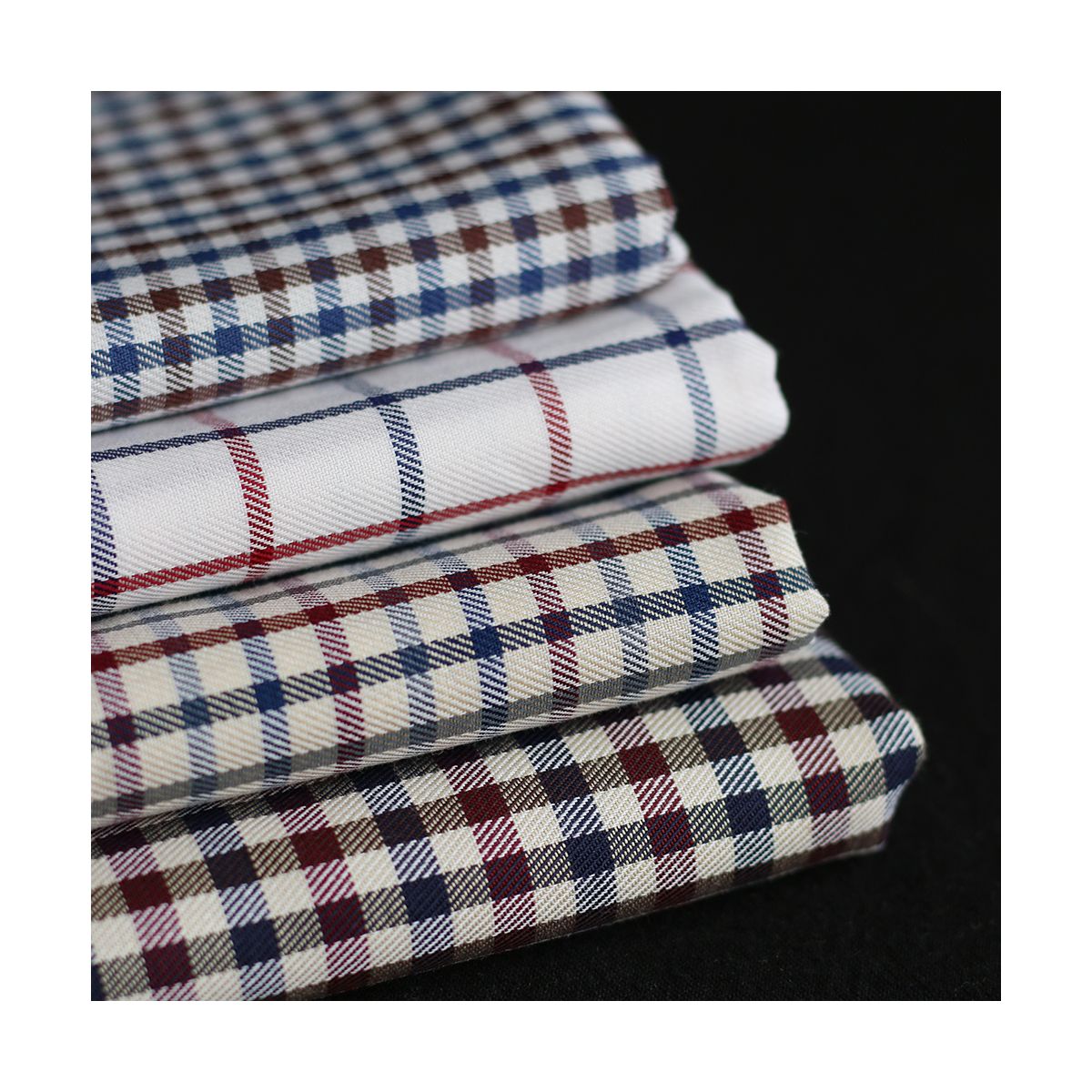 Clifford - Coton gratté organique vichy écru bordeaux et bleu