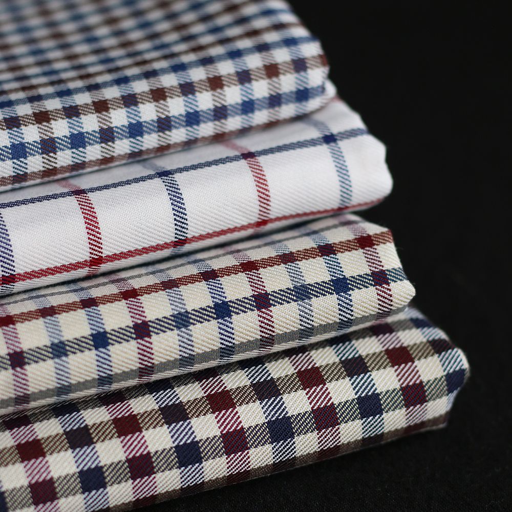 Clifford - Coton gratté organique vichy écru bordeaux et bleu