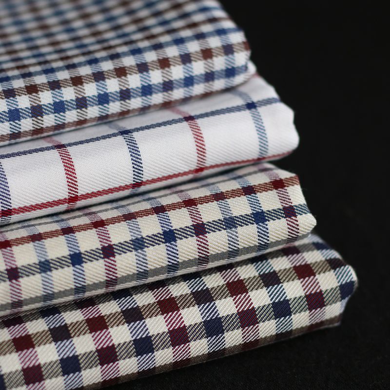 Clifford - Coton gratté organique vichy écru bordeaux et bleu