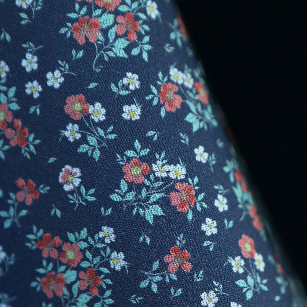 Isaure - Popeline douce coton fleuri bleu marine