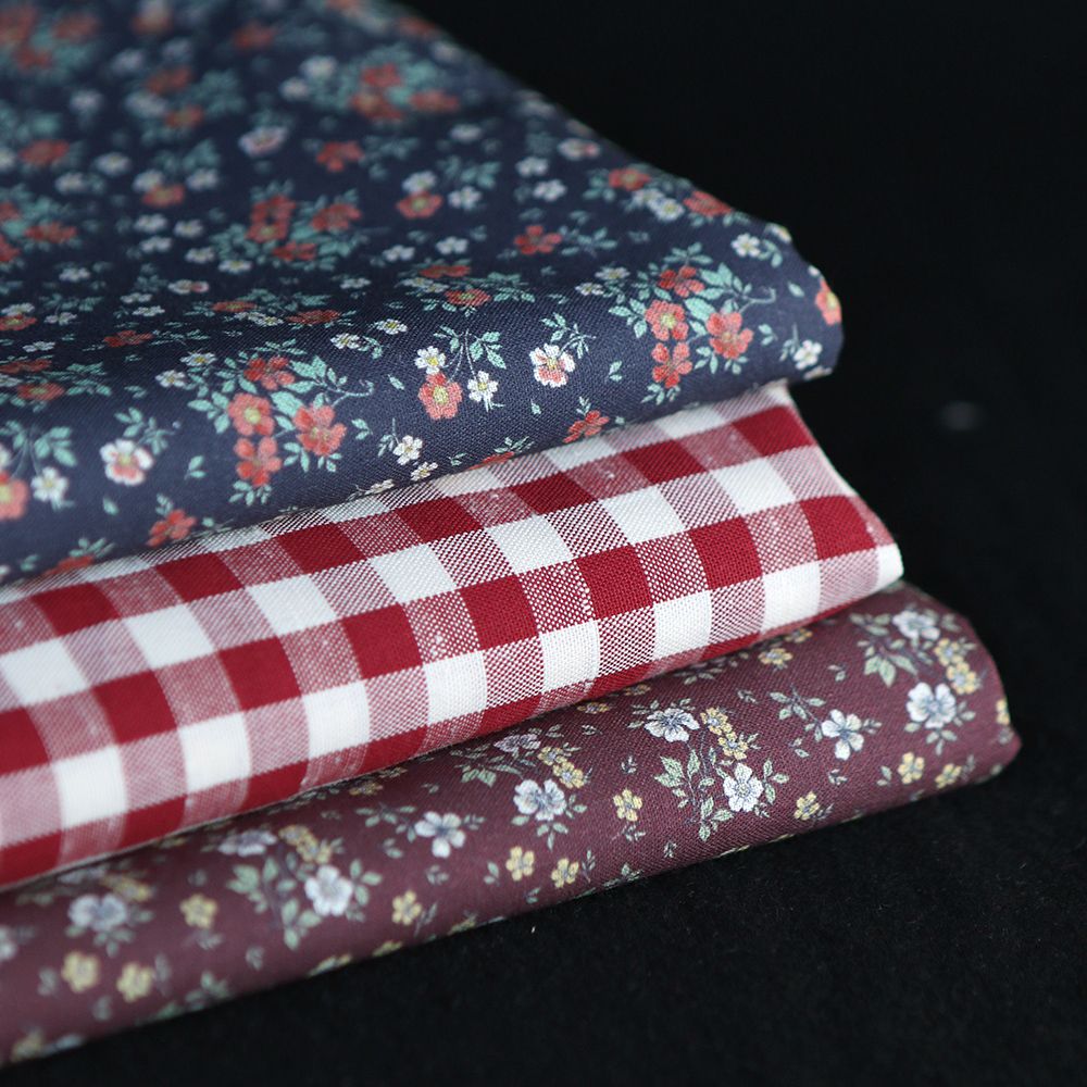 Isaure - Popeline douce coton fleuri bleu marine