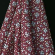 Isaure - Popeline douce coton fleuri bordeaux