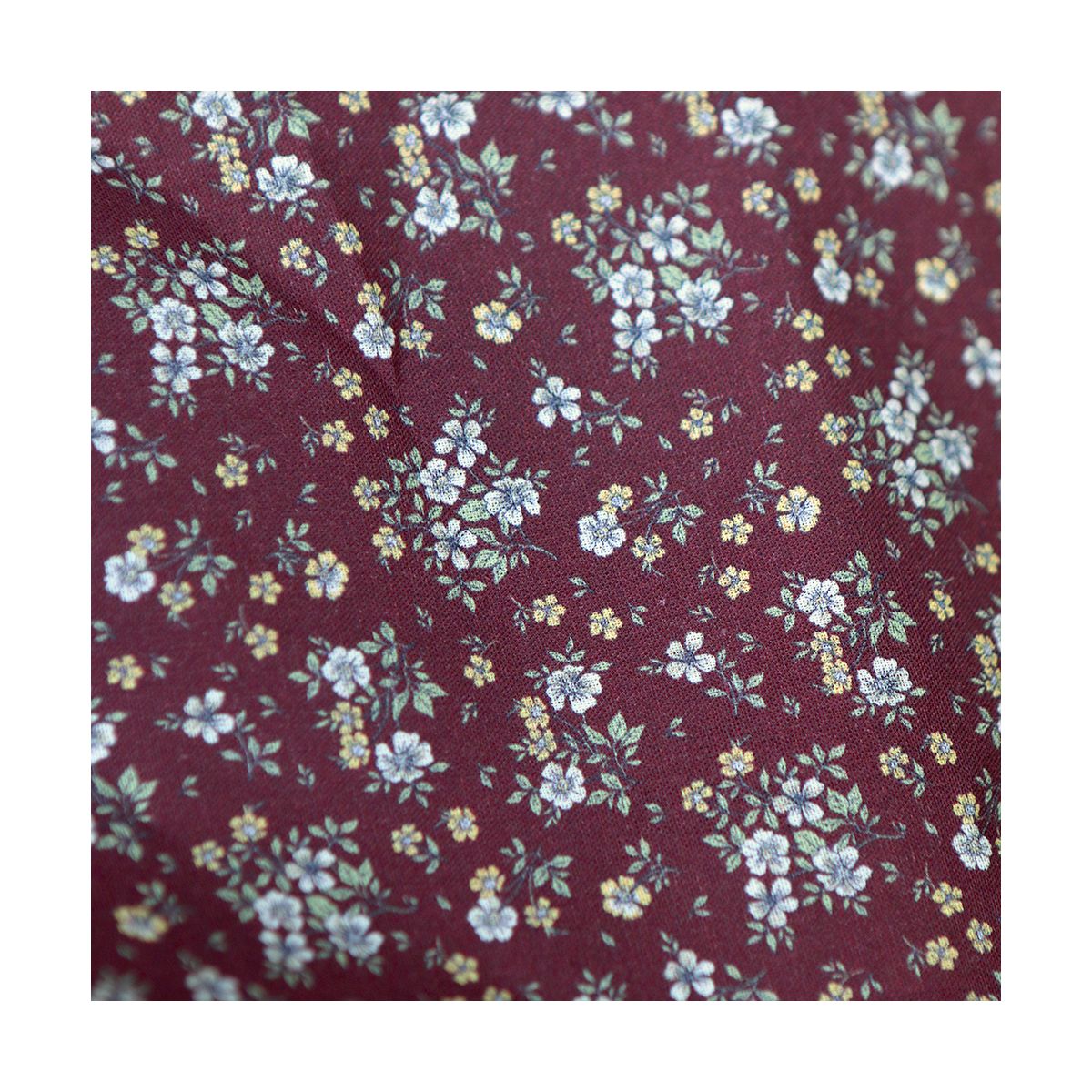 Isaure - Popeline douce coton fleuri bordeaux