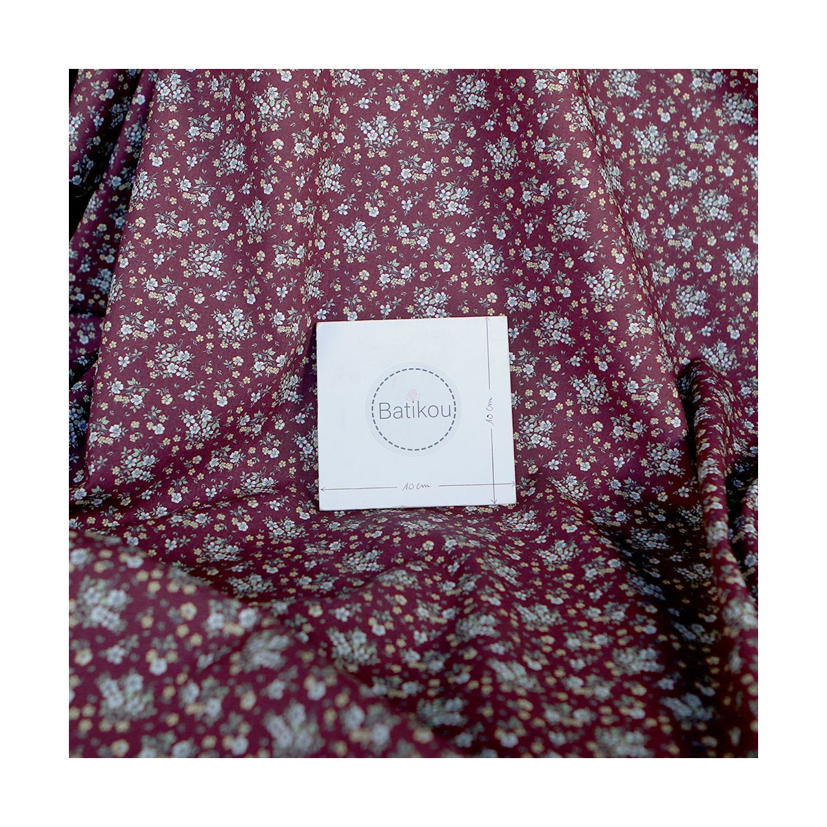 Isaure - Popeline douce coton fleuri bordeaux