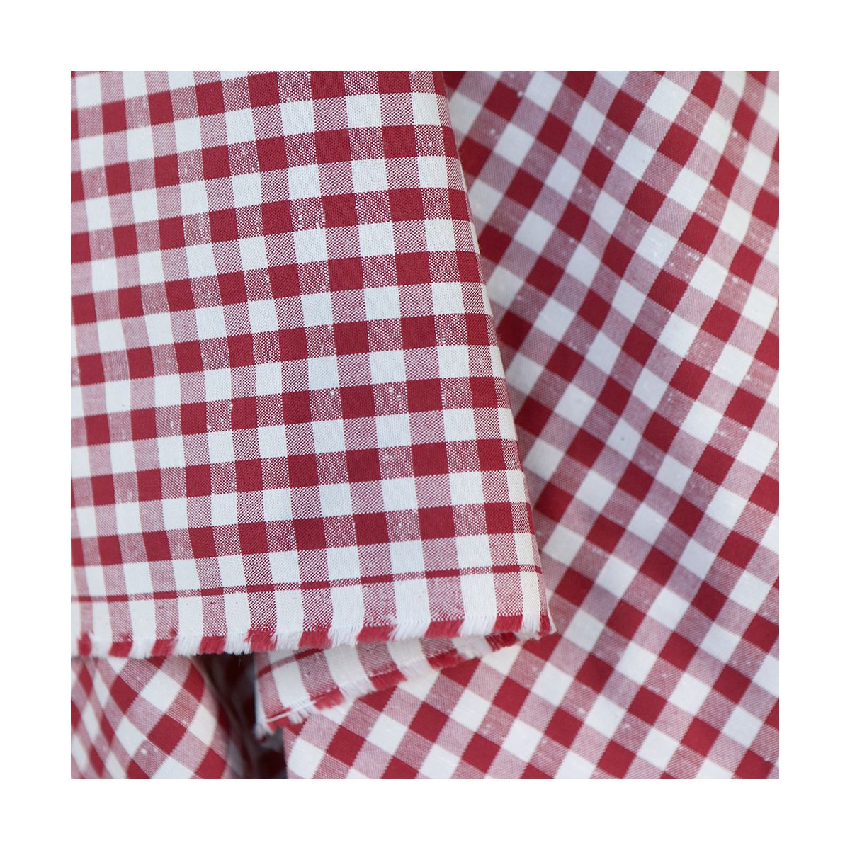 Coton chiné aspect brut vichy moyen 7mm coloris rouge