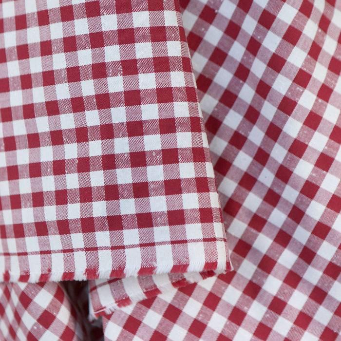 Coton chiné aspect brut vichy moyen 7mm coloris rouge