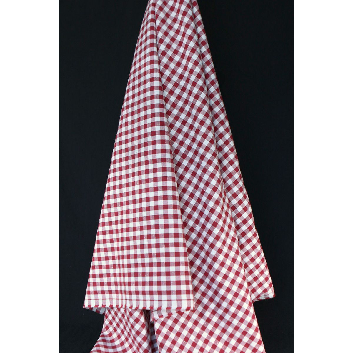 Coton chiné aspect brut vichy moyen 7mm coloris rouge