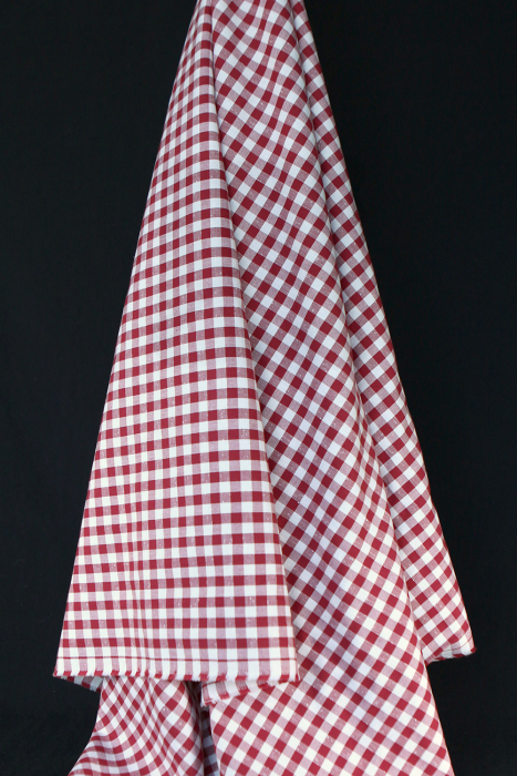 Coton chiné aspect brut vichy moyen 7mm coloris rouge