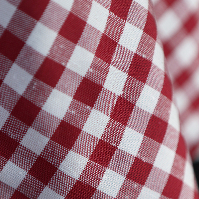 Coton chiné aspect brut vichy moyen 7mm coloris rouge