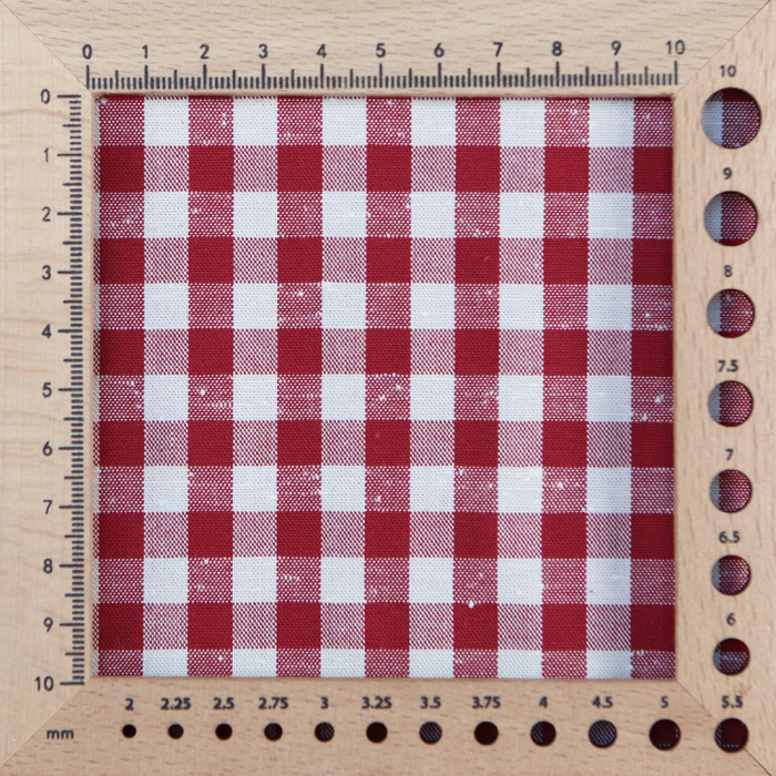 Coton chiné aspect brut vichy moyen 7mm coloris rouge