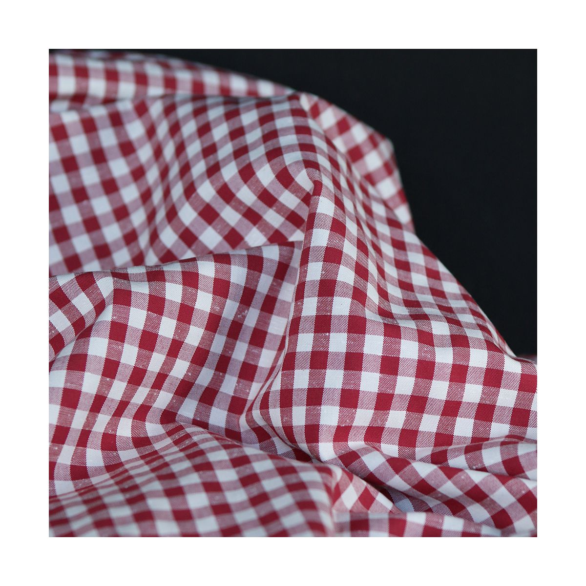 Coton chiné aspect brut vichy moyen 7mm coloris rouge