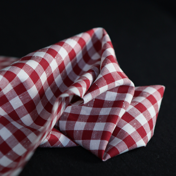 Coton chiné aspect brut vichy moyen 7mm coloris rouge