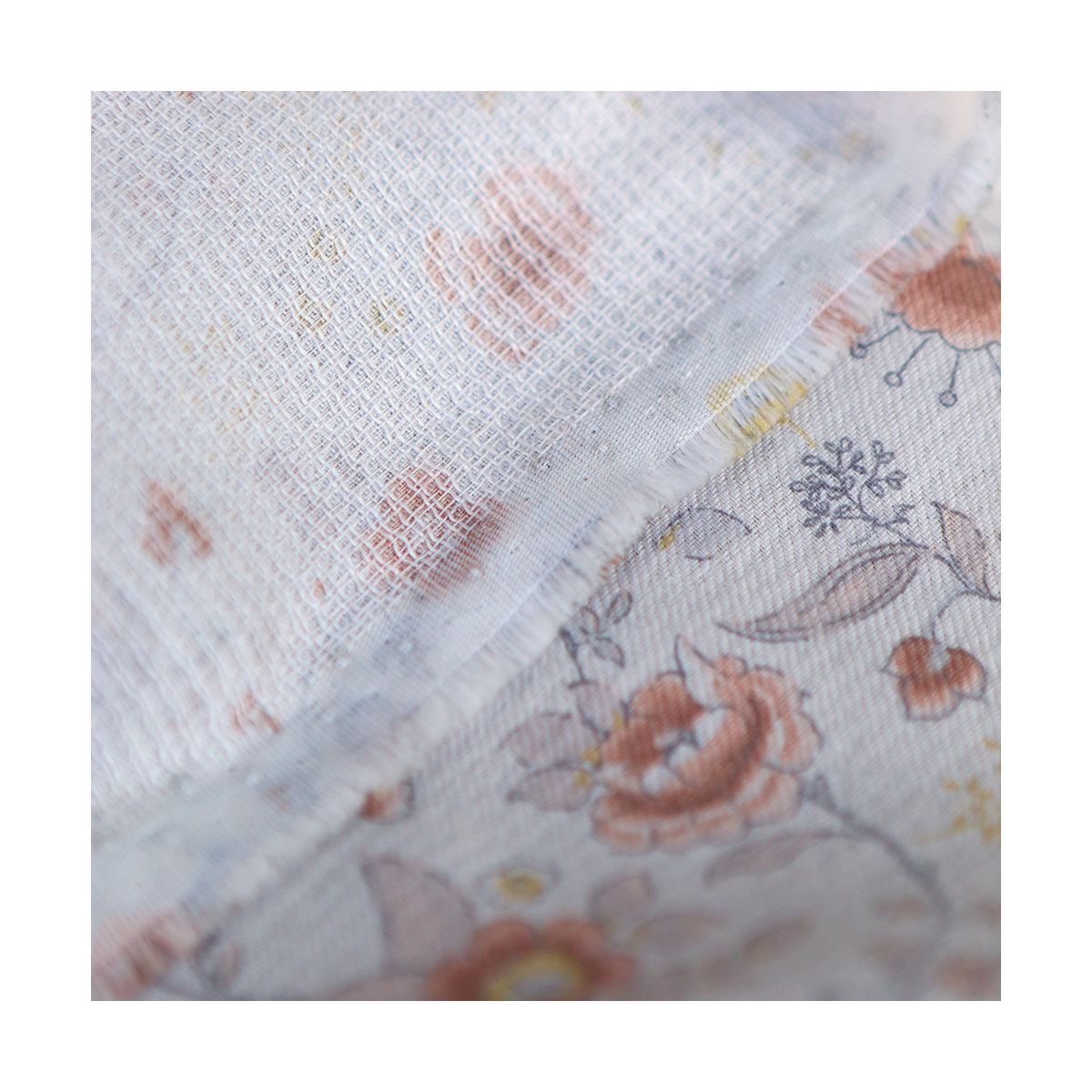 April - Tissu coton piqué léger texturé fleuri rose April - Tissu coton piqué léger texturé fleuri rose
