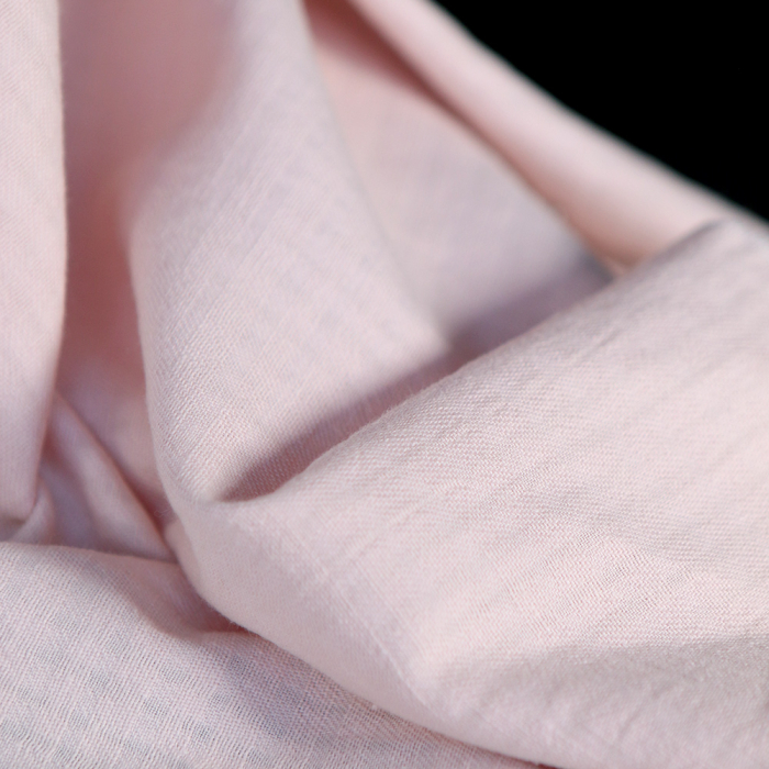 Seersucker / Coton gaufré doux uni rose poudré