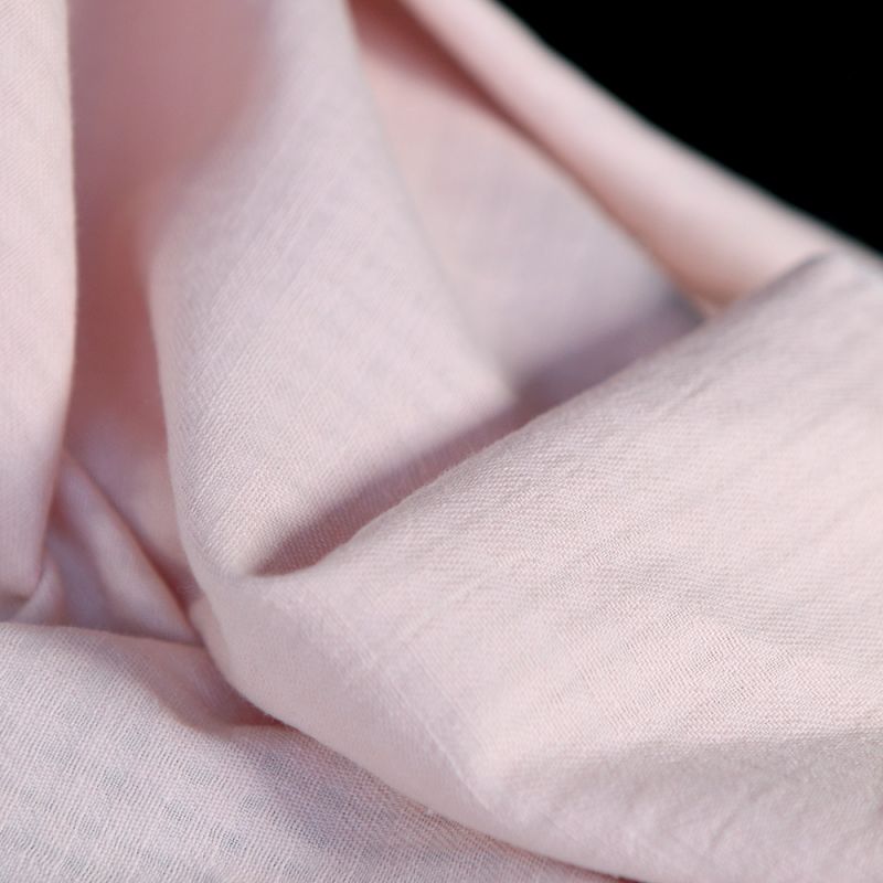 Seersucker / Coton gaufré doux uni rose poudré