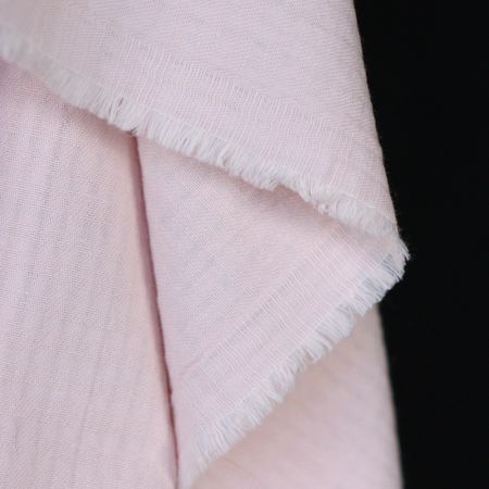 Seersucker / Coton gaufré doux uni rose poudré Seersucker / Coton gaufré doux uni rose poudré