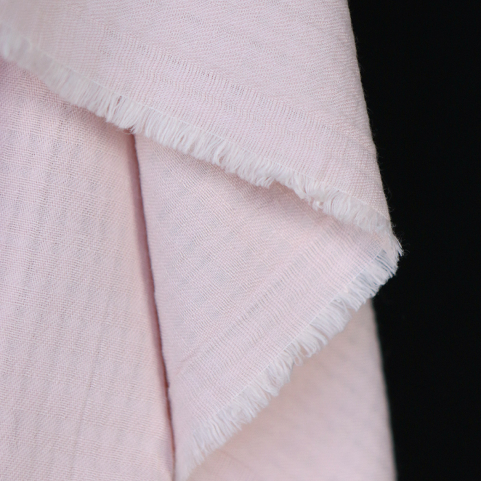 Seersucker / Coton gaufré doux uni rose poudré