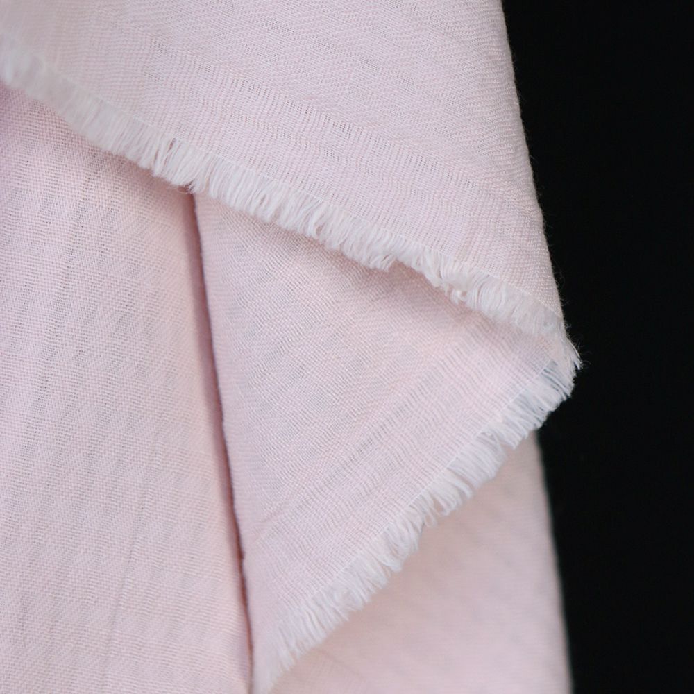 Seersucker / Coton gaufré doux uni rose poudré