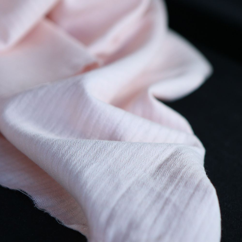 Seersucker / Coton gaufré doux uni rose poudré