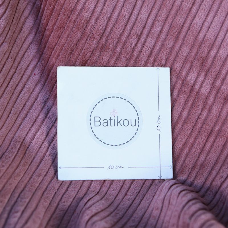 Velours très grosses côtes coton organique coloris vieux rose