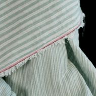 Double gaze de coton réversible rayures vert de gris