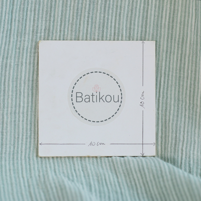 Double gaze de coton réversible rayures vert de gris