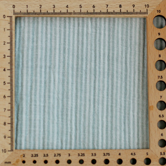 Double gaze de coton réversible rayures vert de gris