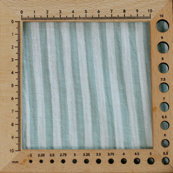 Double gaze de coton réversible rayures vert de gris