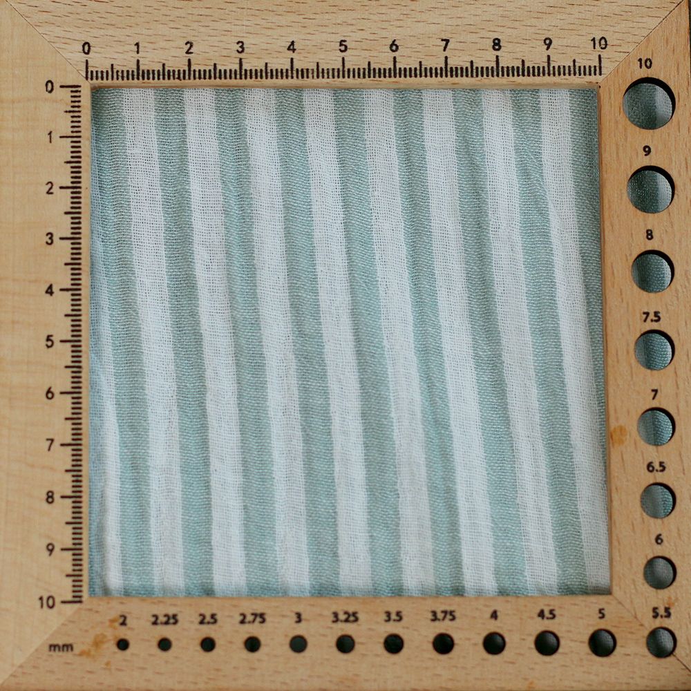 Double gaze de coton réversible rayures vert de gris