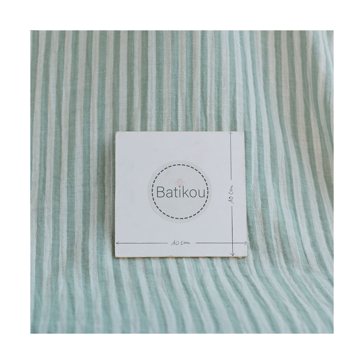 Double gaze de coton réversible rayures vert de gris Double gaze de coton réversible rayures vert de gris