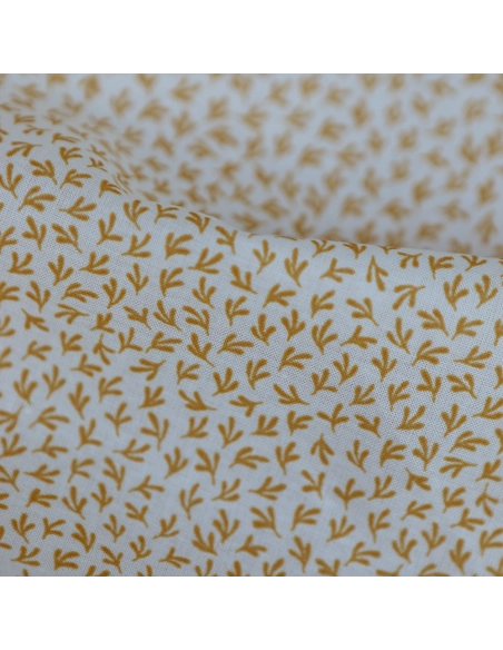 Cleo - Batiste de coton douce petit motif moutarde