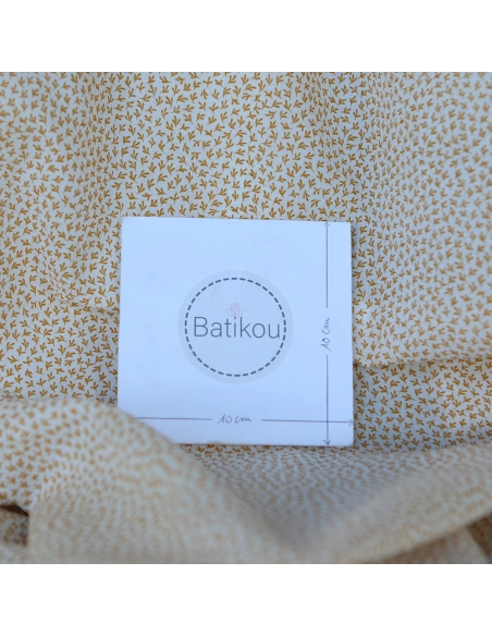Cleo - Batiste de coton douce petit motif moutarde