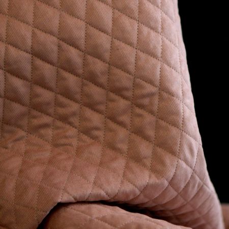 Tissu matelassé velours milleraies coton organique argile rose