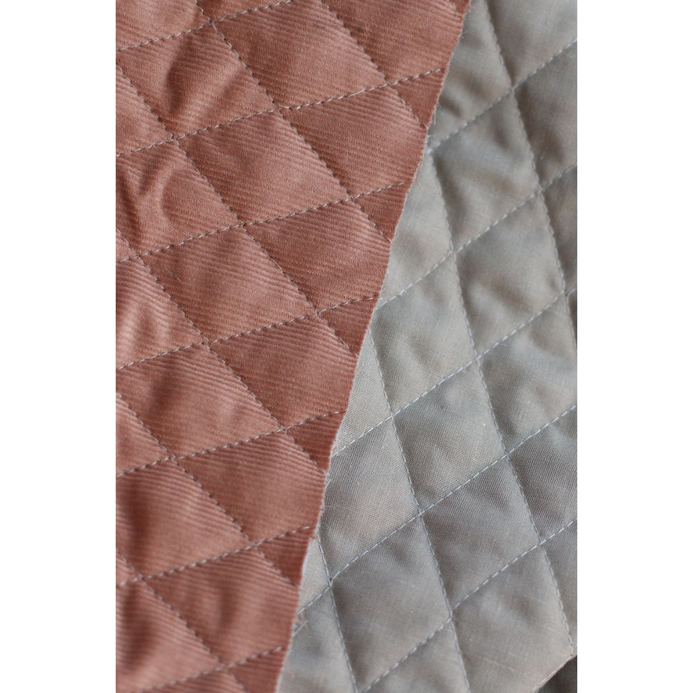 Tissu matelassé velours milleraies coton organique argile rose
