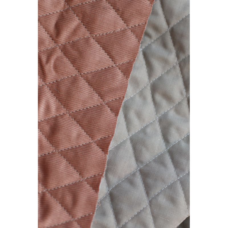 Tissu matelassé velours milleraies coton organique argile rose