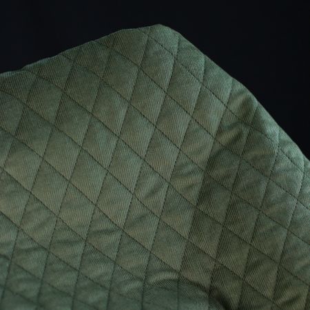 Tissu matelassé velours milleraies coton organique vert kaki