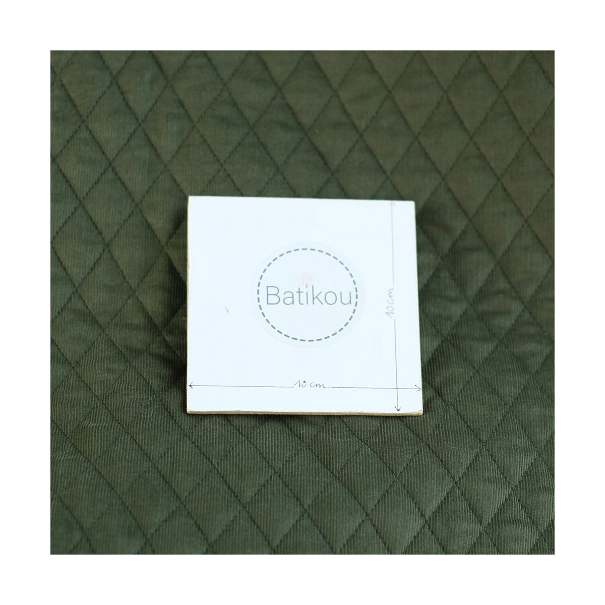 Tissu matelassé velours milleraies coton organique vert kaki