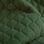 Tissu matelassé vagues double gaze de coton organique vert olive