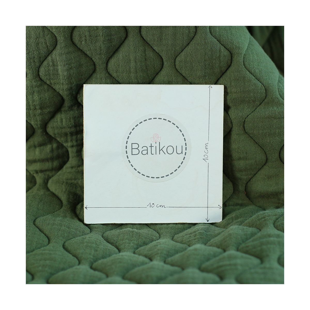 Tissu matelassé vagues double gaze de coton organique vert olive