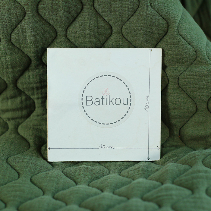 Tissu matelassé vagues double gaze de coton organique vert olive