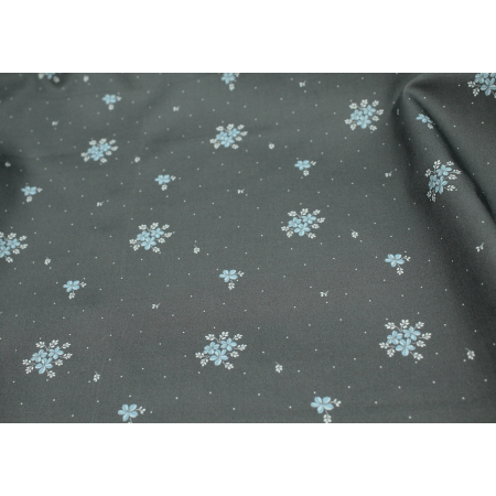 Coton satiné motif Beth exclusif Batikou fond pois gris étain x1m Coton satiné motif Beth exclusif Batikou fond pois gris étain x1m