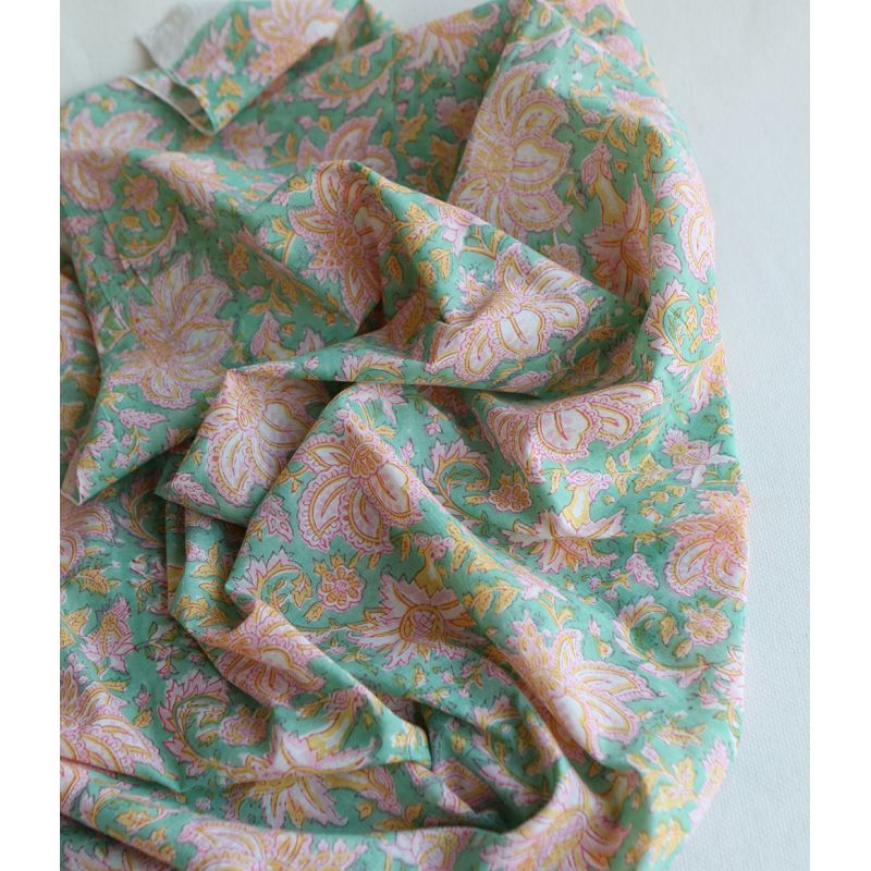 Nalini - Tissu indien en coton imprimé main Hand Block Artisanal