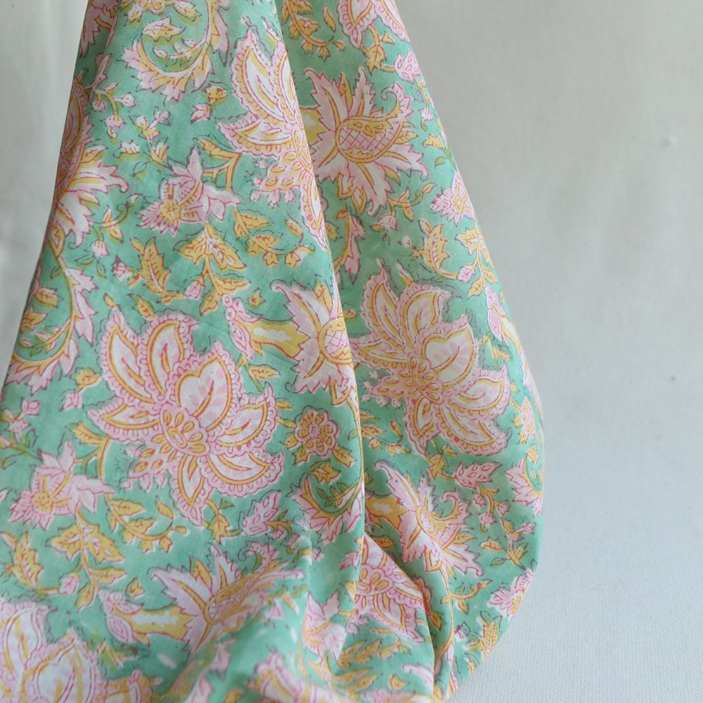 Nalini - Tissu indien en coton imprimé main Hand Block Artisanal