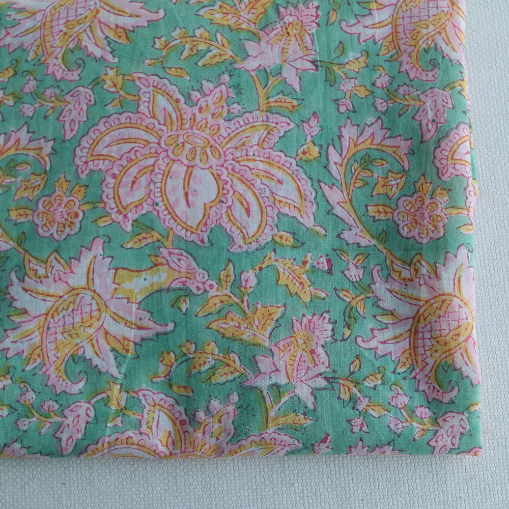 Nalini - Tissu indien en coton imprimé main Hand Block Artisanal