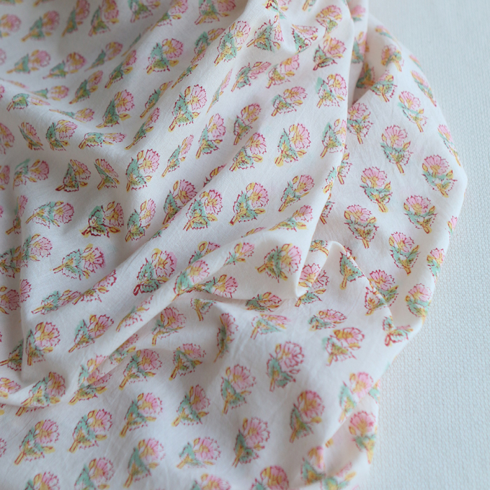 Nalini B - Tissu indien en coton imprimé main Hand Block Artisanal