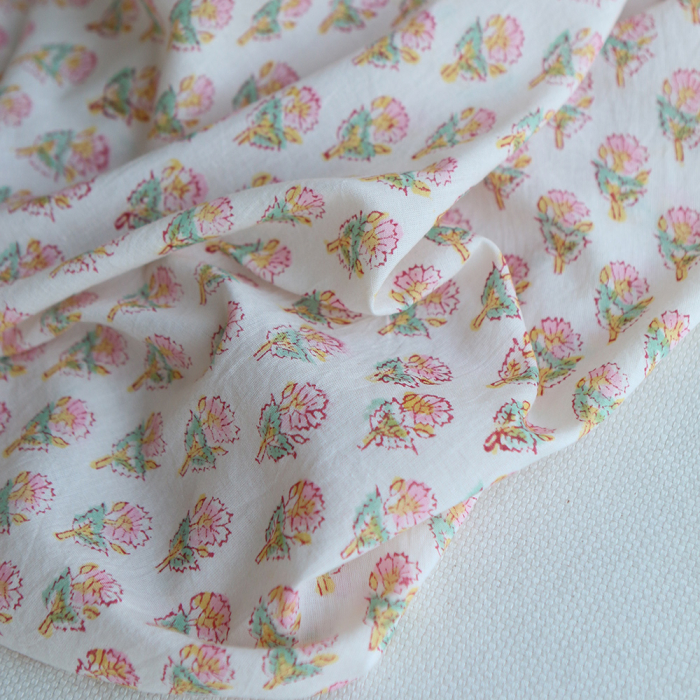 Nalini B - Tissu indien en coton imprimé main Hand Block Artisanal